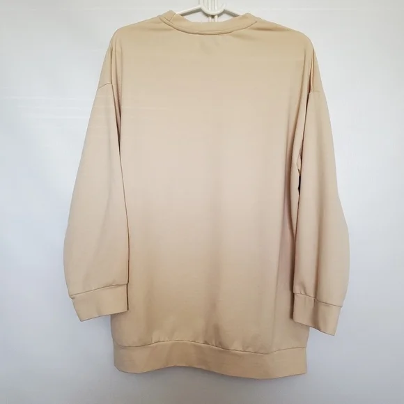 PRINCESS POLLY OVERSIZE SHIRT PULLOVER  CREW NECK LONG SLEEVES CREAM WOMENS (2) - Picture 2 of 16
